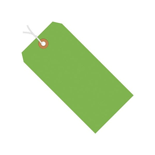 2 3/4 x 1-3/8'' Fluorescent Green 13 Pt. Shipping Tags - Pre-Strung, 1000PK