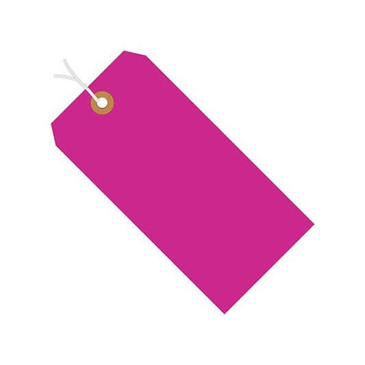 4 1/4 x 2 1/8'' Fluorescent Pink 13 Pt. Shipping Tags - Pre-Strung, 1000PK