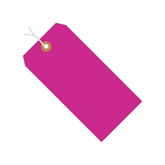 6 1/4 x 3 1/8'' Fluorescent Pink 13 Pt. Shipping Tags - Pre-Strung, 1000PK
