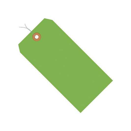 5 3/4 x 2-7/8'' Fluorescent Green 13 Pt. Shipping Tags - Pre-Wired, 1000PK