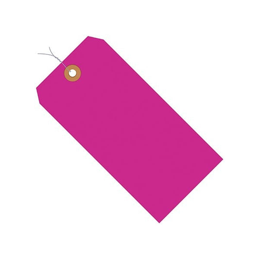 5 3/4 x 2-7/8'' Fluorescent Pink 13 Pt. Shipping Tags - Pre-Wired, 1000PK