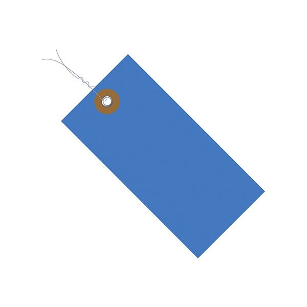 6 1/4 x 3 1/8'' Blue Tyvek Shipping Tags - Pre-Wired, 100PK