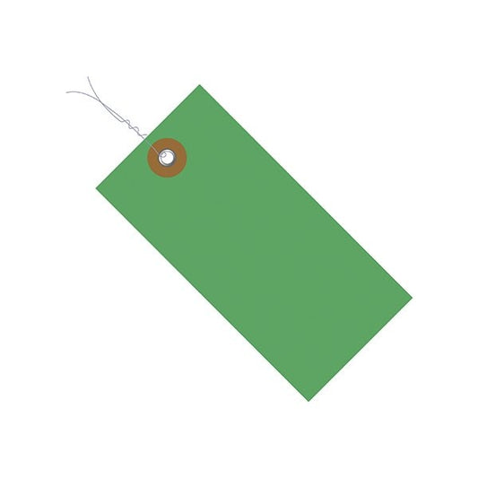 4 1/4 x 2 1/8'' Green Tyvek Pre-Wired Shipping Tag, 100PK