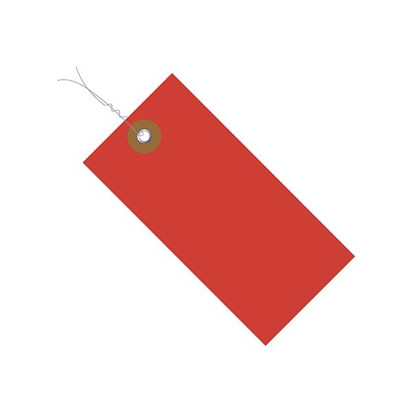 3 3/4 x 1-7/8'' Red Tyvek Pre-Wired Shipping Tag, 100PK