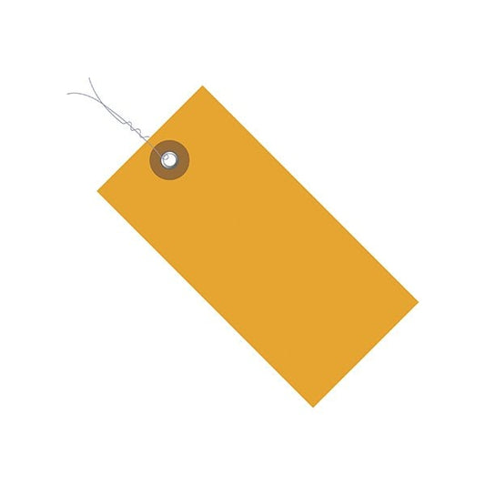 6 1/4 x 3 1/8'' Orange Tyvek Shipping Tags - Pre-Wired, 100PK