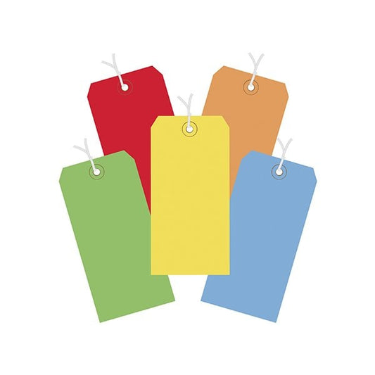 6 1/4 x 3 1/8'' Assorted Color 13 Pt. Shipping Tags - Pre-Strung, 1000PK