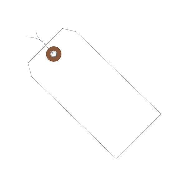 4 3/4 x 2-3/8'' White Plastic Shipping Tags - Pre-Wired, 100PK