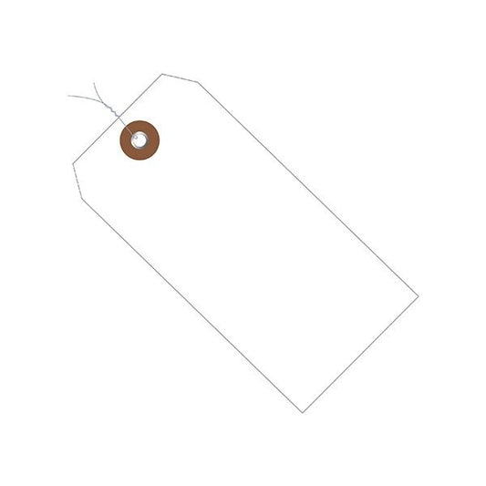 6 1/4 x 3 1/8'' White Plastic Shipping Tags - Pre-Wired, 100PK