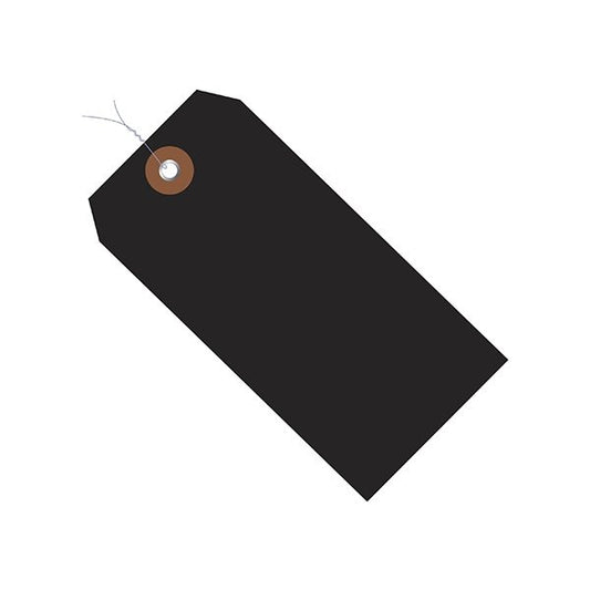 4 3/4 x 2-3/8'' Black Plastic Shipping Tags - Pre-Wired, 100PK