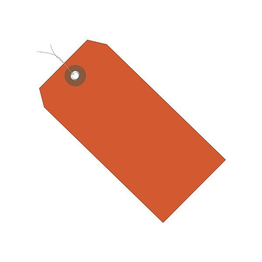 6 1/4 x 3 1/8'' Orange Plastic Shipping Tags - Pre-Wired, 100PK