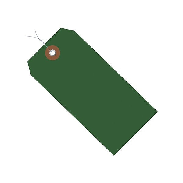 6 1/4 x 3 1/8'' Green Plastic Shipping Tags - Pre-Wired, 100PK