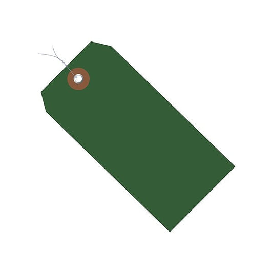 4 3/4 x 2-3/8'' Green Plastic Shipping Tags - Pre-Wired, 100PK