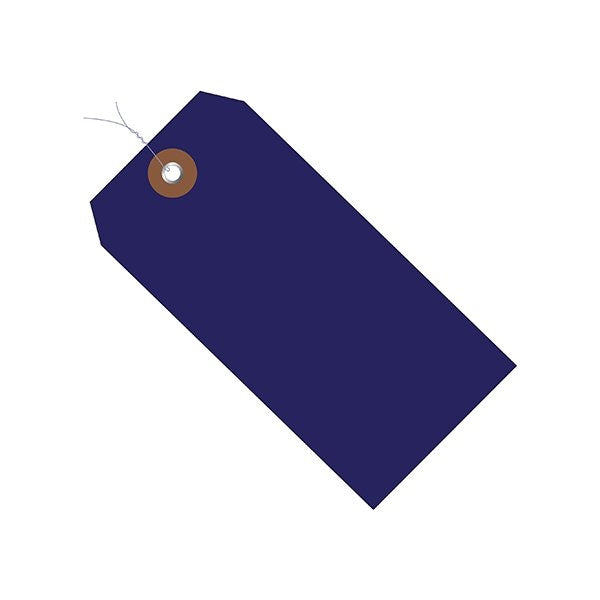 4 3/4 x 2-3/8'' Blue Plastic Shipping Tags - Pre-Wired, 100PK