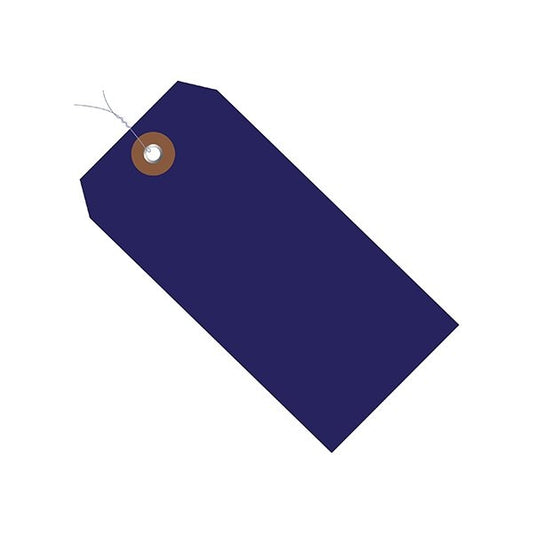 4 3/4 x 2-3/8'' Blue Plastic Shipping Tags - Pre-Wired, 100PK