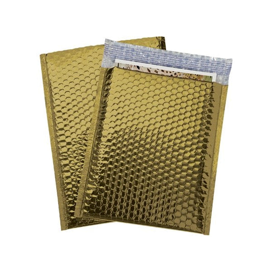 9 x 11-1/2'' Gold Glamour Bubble Mailers, 100PK