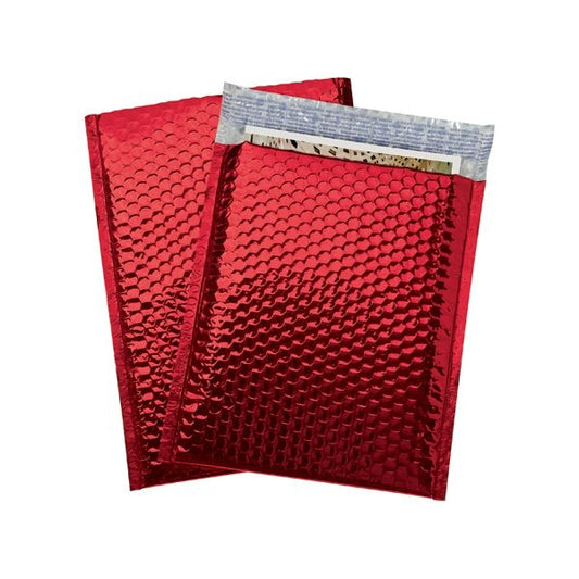 9 x 11-1/2'' Red Glamour Bubble Mailers, 100PK