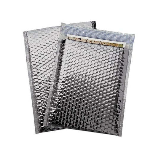 9 x 11-1/2'' Silver Glamour Bubble Mailers, 100PK