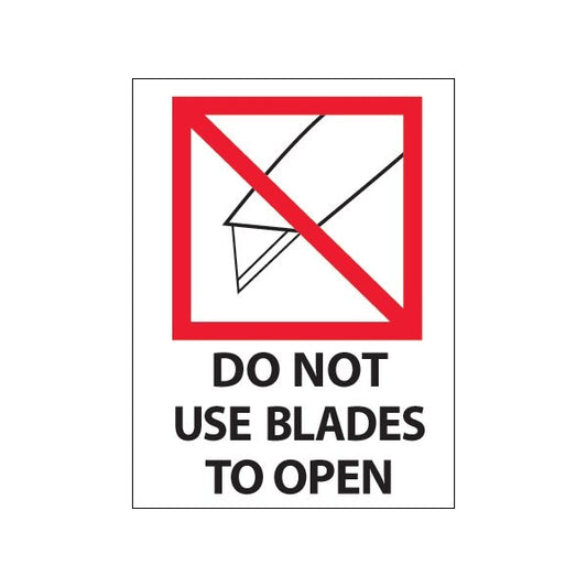 3 x 4'' - ''Do Not Use Blades to Open'' Labels