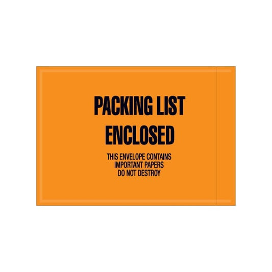 4-1/2 x 6'' - ''Packing List Enclosed'' Envelopes, Style 1, 1000PK