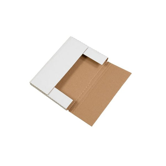 12 1/8 x 9 1/8 x 1'' White Easy-Fold Mailers, 50PK