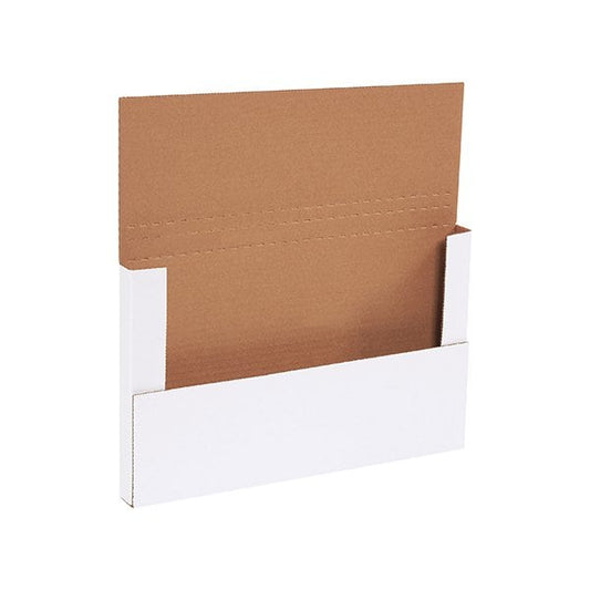 14 1/8 x 8-5/8 x 1'' White Easy-Fold Mailers, 50PK