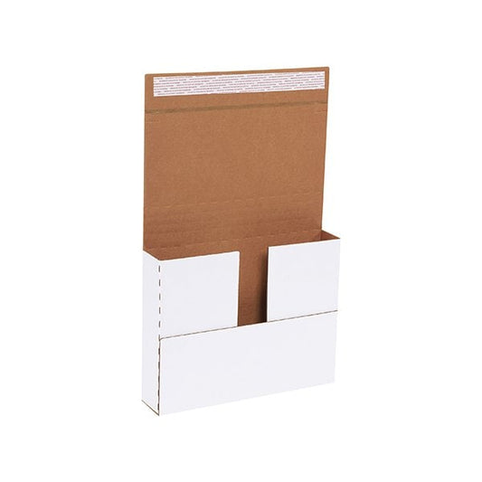 11 1/8 x 8-5/8 x 2'' White Deluxe Easy-Fold Mailers, 25PK