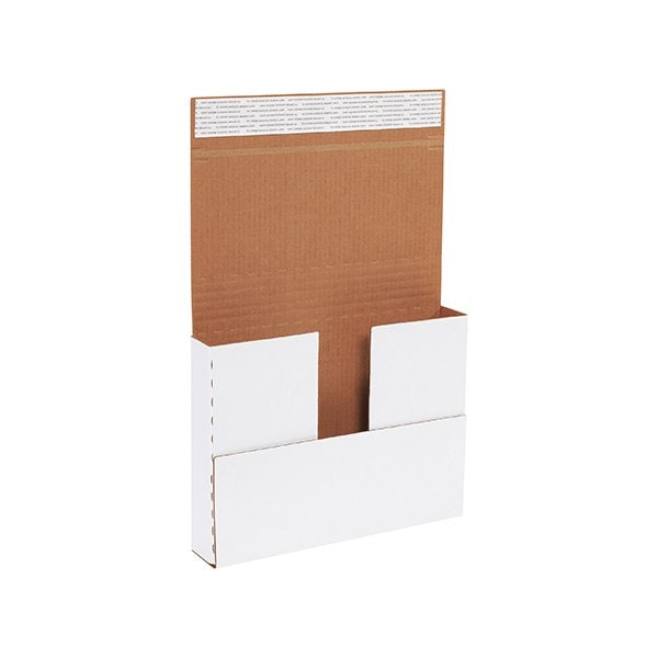 12 1/8 x 9 1/8 x 2'' White Deluxe Easy-Fold Mailers, 25PK