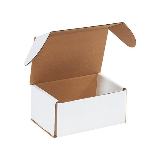 7-5/8 x 5 7/16 x 3 9/16'' White Outside Tuck Mailers, 25PK
