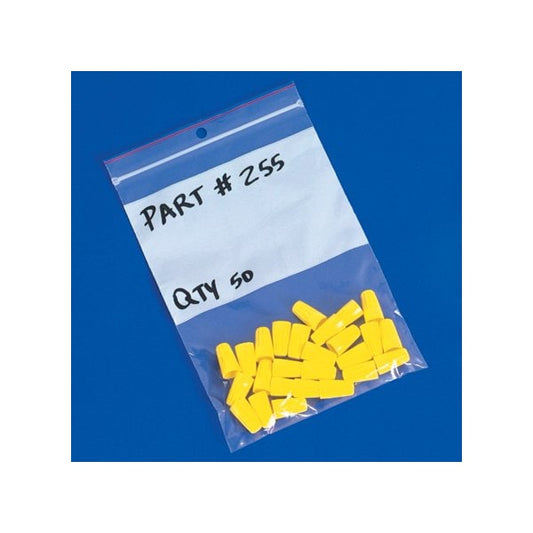3 x 5'' - 4 Mil Minigrip White Block Reclosable Poly Bags w/ Hang Holes, 1000PK