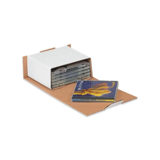 5-5/8 x 5 x 2 9/16'' White CD Mailers, 50PK