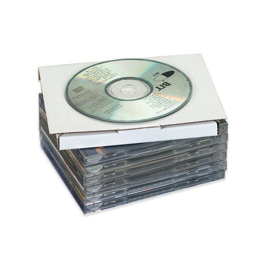 5-5/8 x 5 x 7/16'' White CD Mailers, 50PK