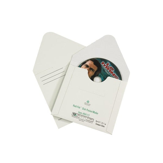 5 1/8 x 5'' White Fibreboard CD Mailers, 100PK