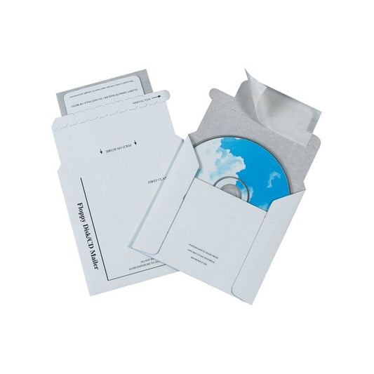 5 1/8 x 5'' Foam Lined White CD Mailers, 100PK