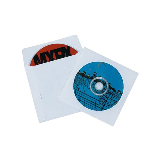 4-7/8 x 5'' Paper Windowed White CD/DVD Sleeves, 500PK