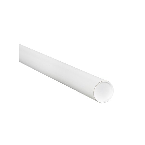 1-1/2 x 18'' White Tubes with Caps, 50PK