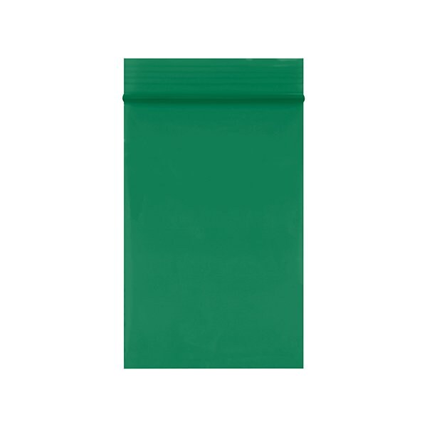 2 x 3'' - 2 Mil Green Reclosable Poly Bags, 1000PK
