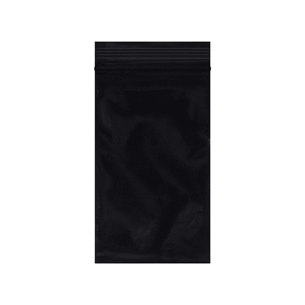 3 x 5'' - 2 Mil Black Reclosable Poly Bags, 1000PK