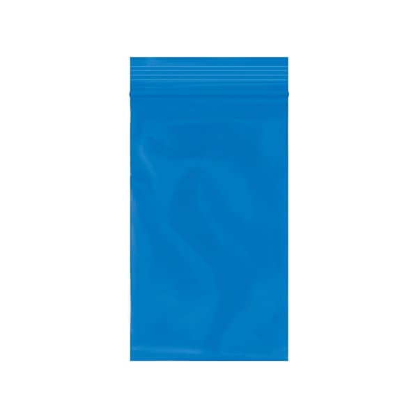3 x 5'' - 2 Mil Blue Reclosable Poly Bags, 1000PK