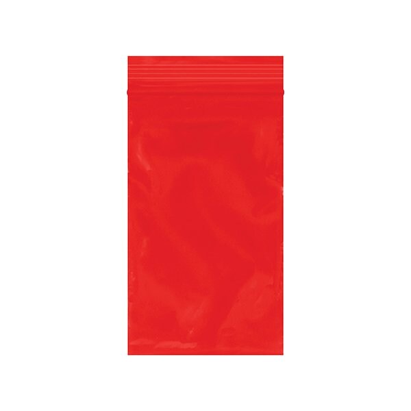 3 x 5'' - 2 Mil Red Reclosable Poly Bags, 1000PK