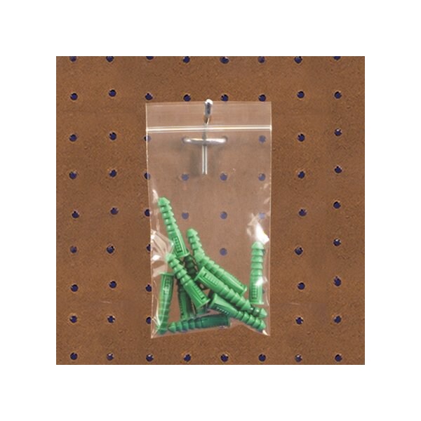 6 x 9'' - 2 Mil Reclosable Poly Bags w/ Hang Hole, 1000PK