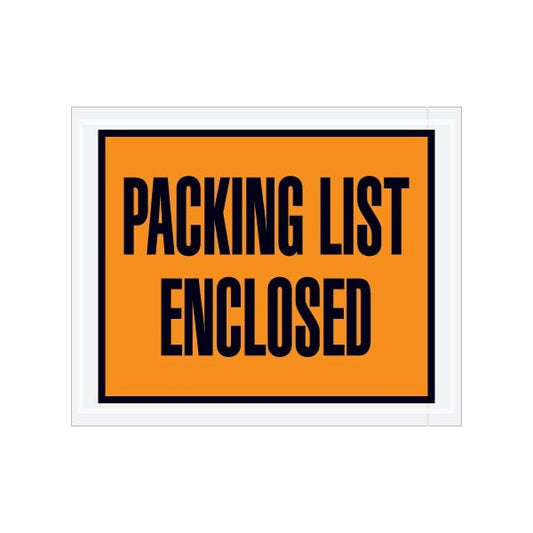 4-1/2 x 5-1/2'' Orange Full-Face ''Packing List Enclosed'' Envelopes, 1000PK
