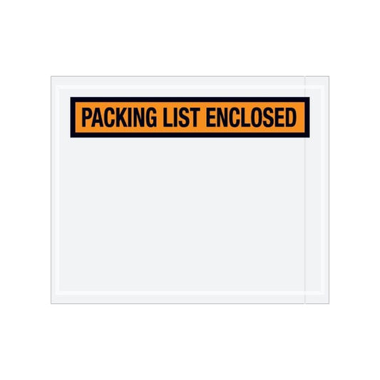 4-1/2 x 5-1/2'' Orange Panel-Face ''Packing List Enclosed'' Envelopes, 1000PK