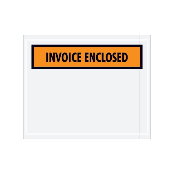 4-1/2 x 5-1/2'' Orange Panel-Face ''Invoice Enclosed'' Envelopes, 1000PK