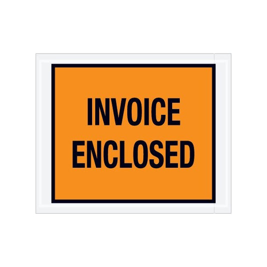 4-1/2 x 5-1/2'' Orange Full-Face ''Invoice Enclosed'' Envelopes, 1000PK