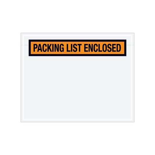 7 x 5-1/2'' Orange Panel-Face ''Packing List Enclosed'' Envelopes, 1000PK