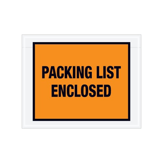 7 x 5-1/2'' Orange Full-Face ''Packing List Enclosed'' Envelopes, 1000PK