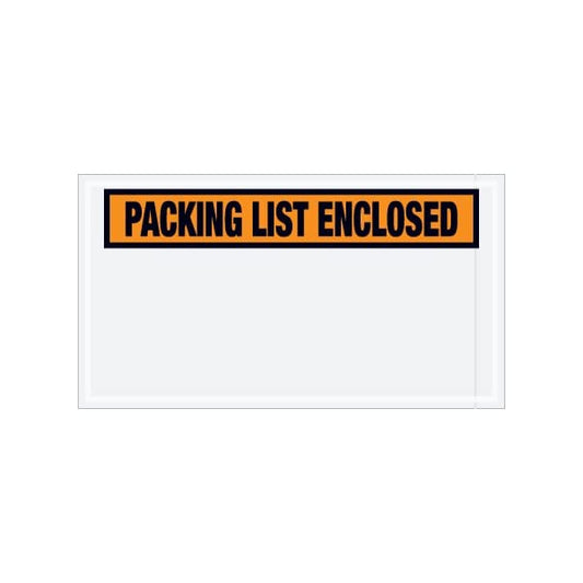 5-1/2 x 10'' Orange Panel-Face ''Packing List Enclosed'' Envelopes, 1000PK