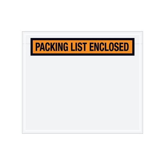 6-1/2 x 5'' Orange ''Packing List Enclosed'' Envelopes, 1000PK