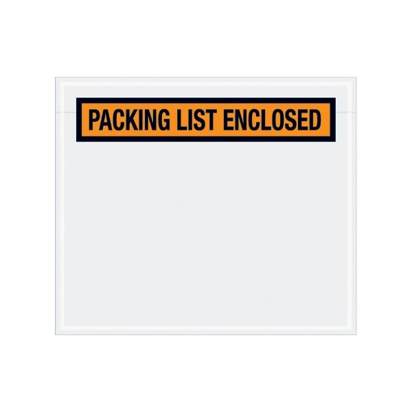 7 x 6'' Orange ''Packing List Enclosed'' Envelopes, 1000PK