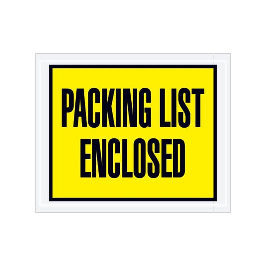4-1/2 x 5-1/2'' Yellow Full-Face ''Packing List Enclosed'' Envelopes, 1000PK